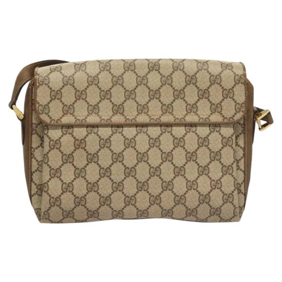 GUCCI GG Supreme Web Sherry Line Bag PVC Beige Gold 904 02 08 Auth 129908 - Picture 2 of 16